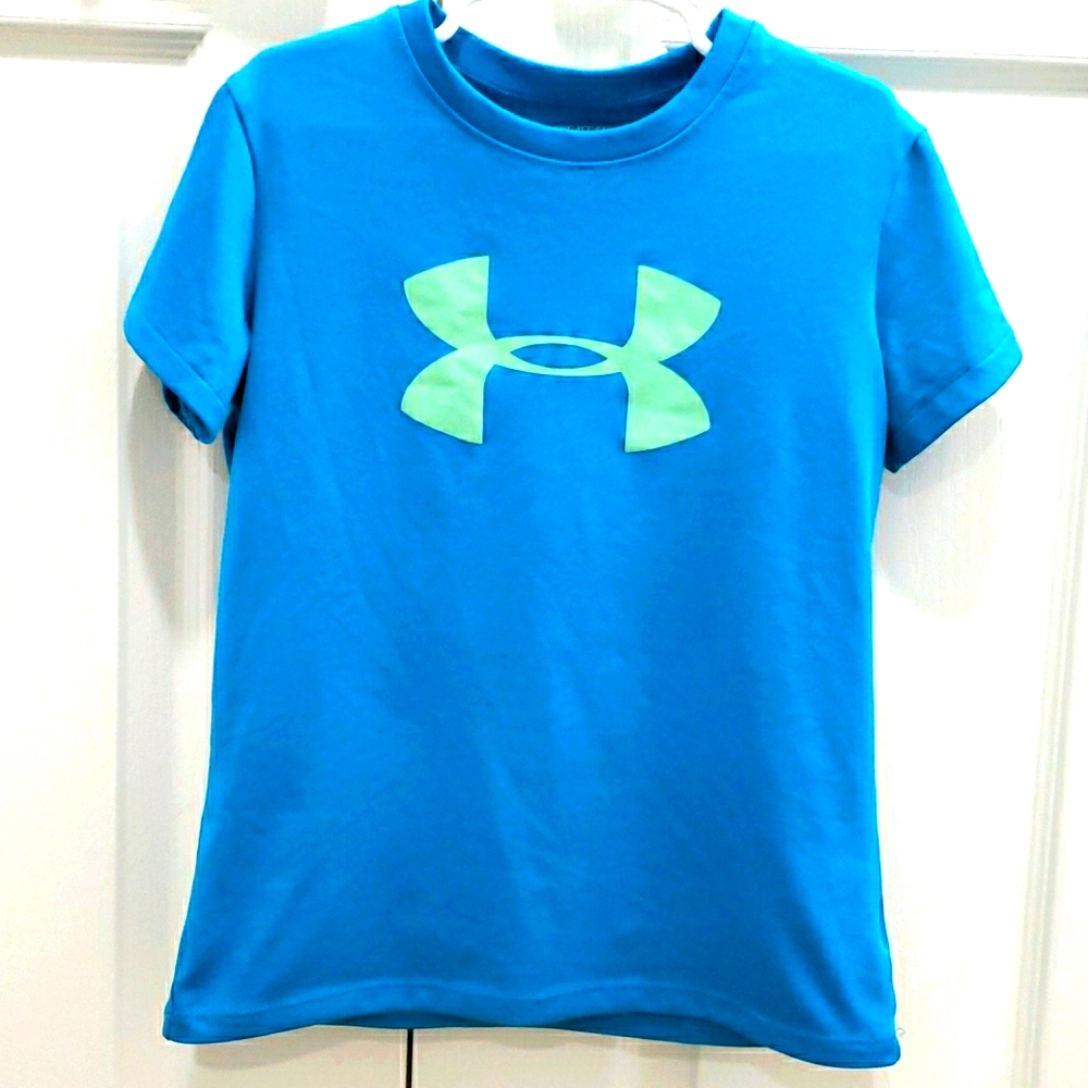 Girls YXS Under Armour heatgear aqua/teal shirt